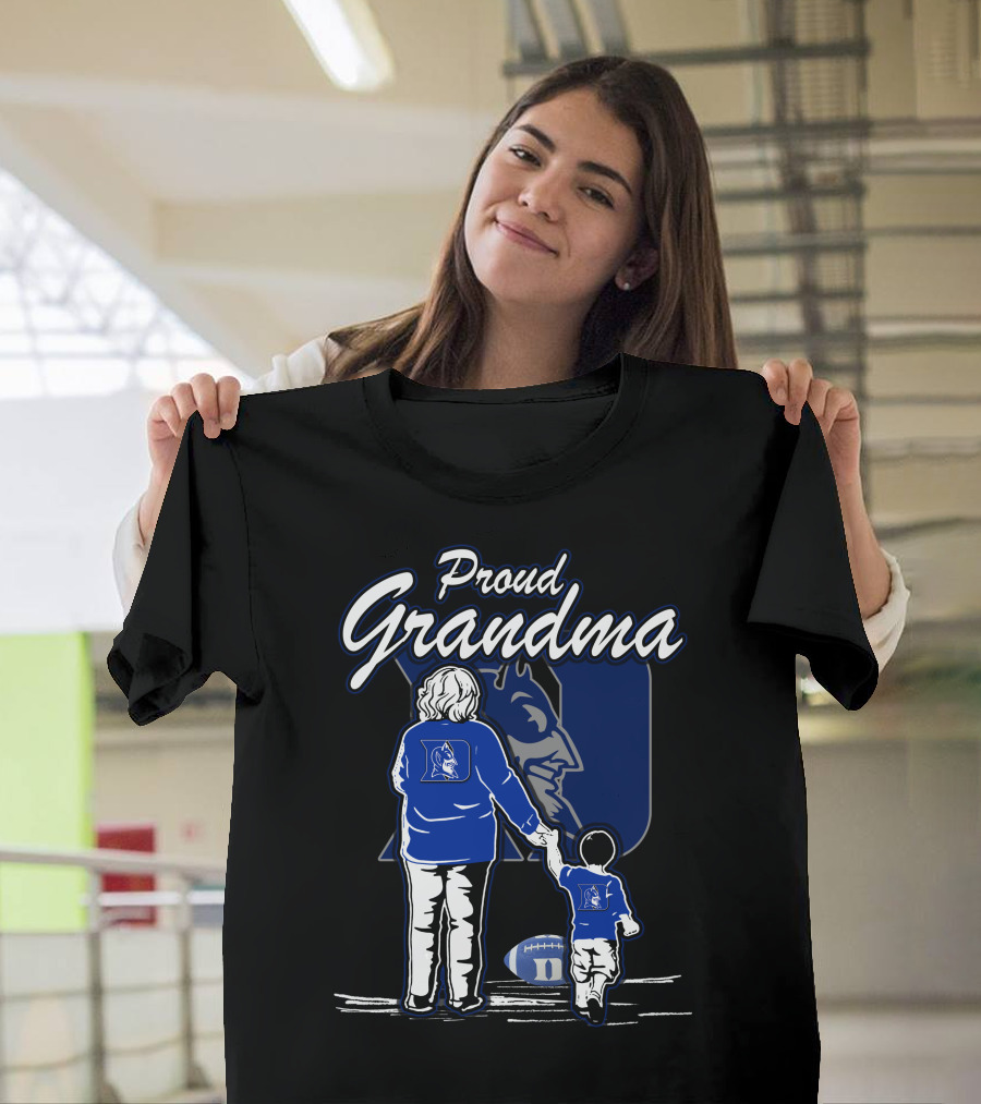 Proud Grandma Duke Blue Devils Football Fan with Child Walking Iconic T-Shirt