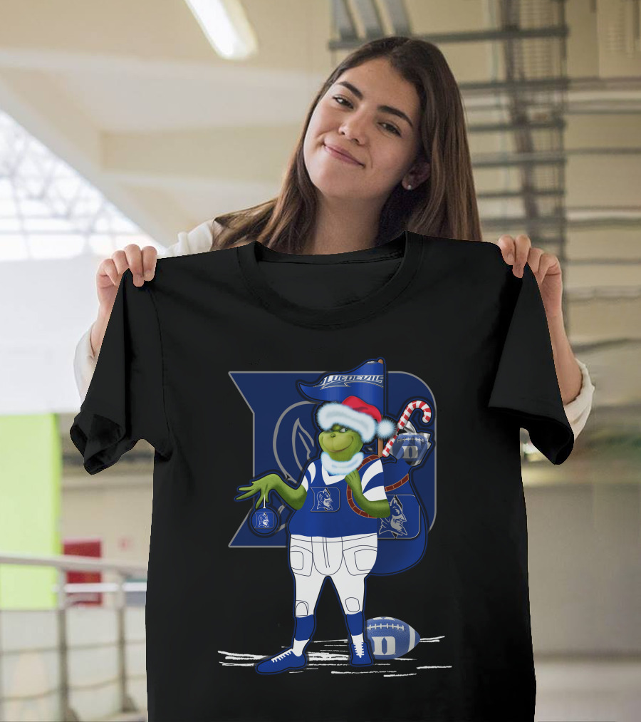 Grinchxmas Duke Blue Devils Football Santa Claus Festive Crossover T-Shirt