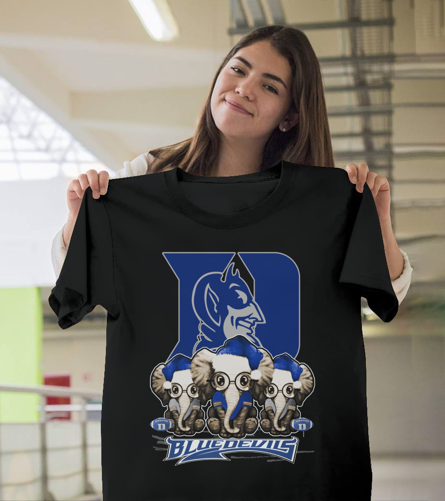 Elephant Xmas Duke Blue Devils Holiday Trio T-Shirt