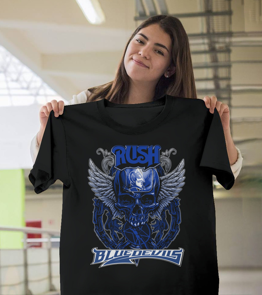 Rush Duke Blue Devils Winged Skull Emblem T-Shirt