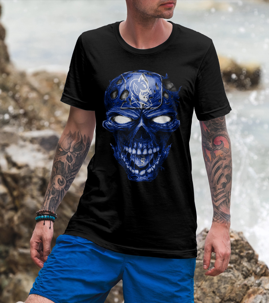 Skull Duke Blue Devils Iconic Logo Fusion T-Shirt