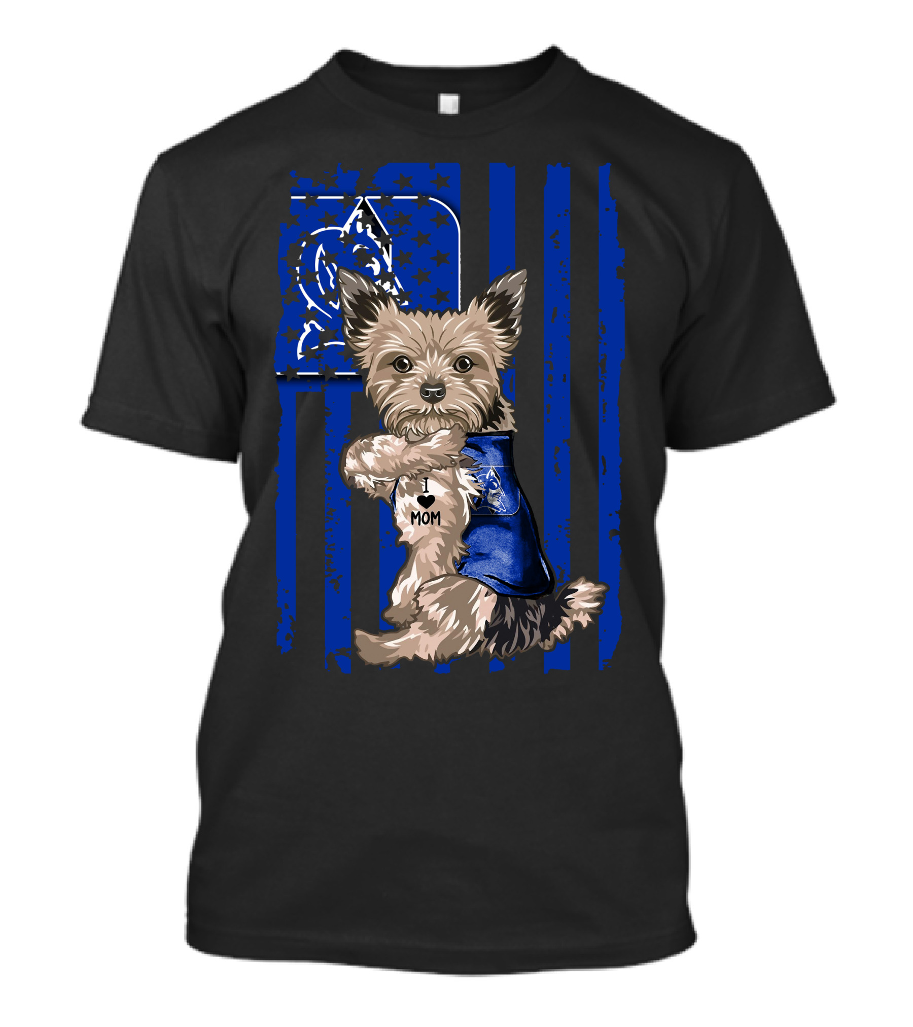 Yorkshire Terrier I Love Mom Duke Blue Devils T-Shirt