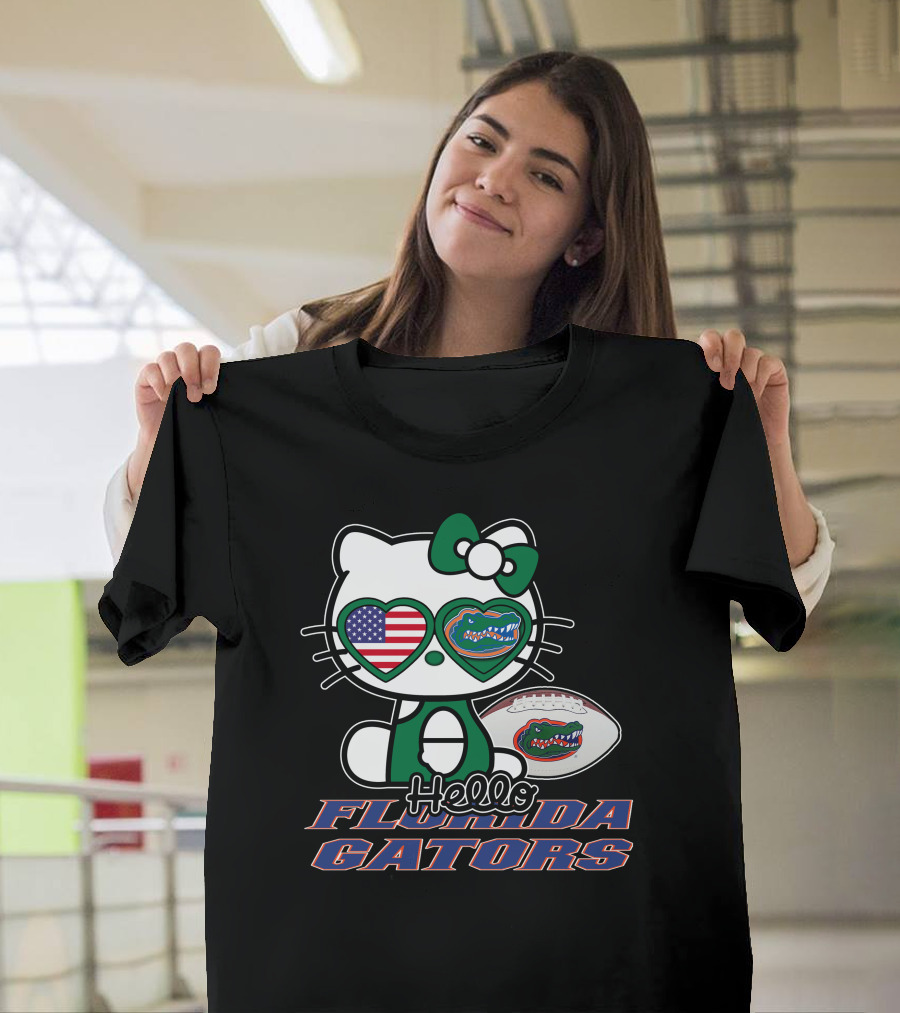 Hello Kitty Florida Gators Football American Flag T-Shirt