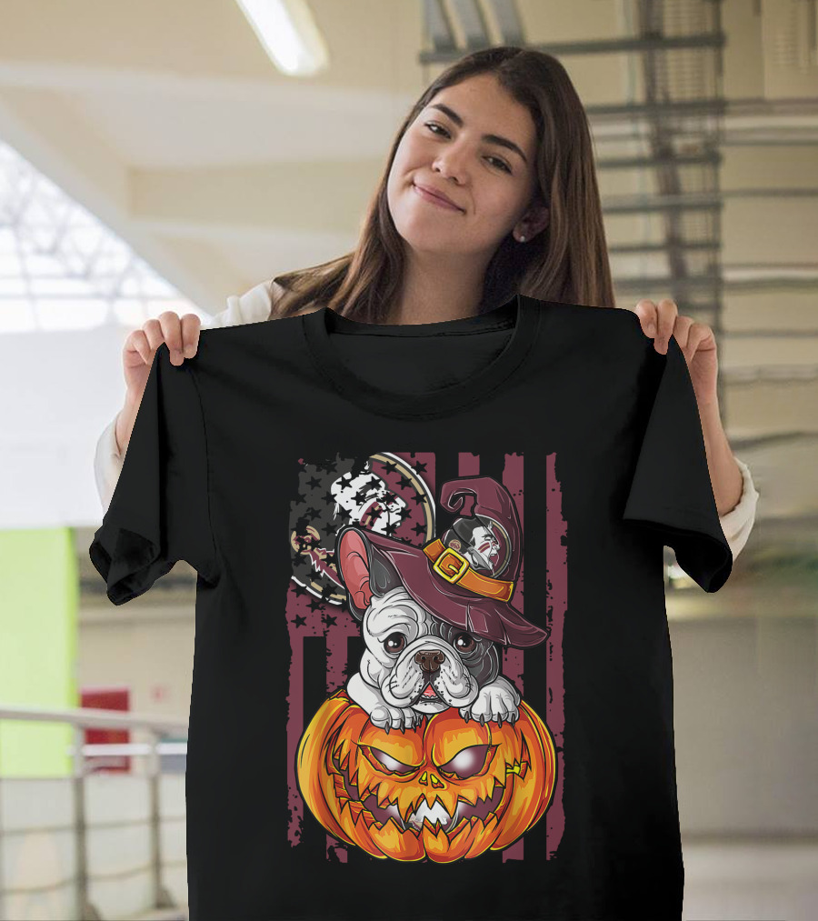 Hlw Bulldog Florida State Seminoles Halloween Pumpkin Wizard Hat T-Shirt