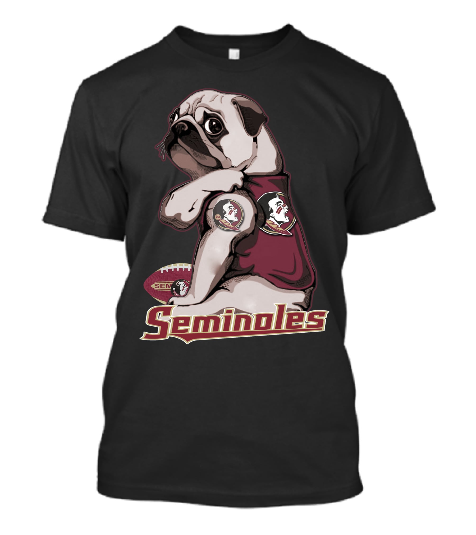 Pug Seminoles Football Florida State Mascot T-Shirt