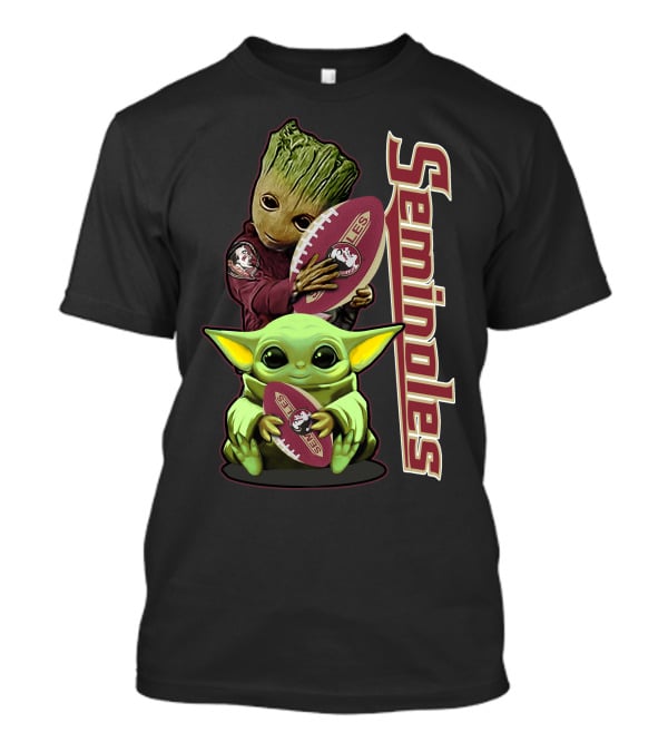 Seminoles Baby Alien And Tree Hero Holding Football T-Shirt