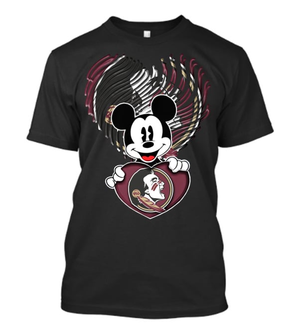 Mickey Mouse Florida State Seminoles Heart T-Shirt