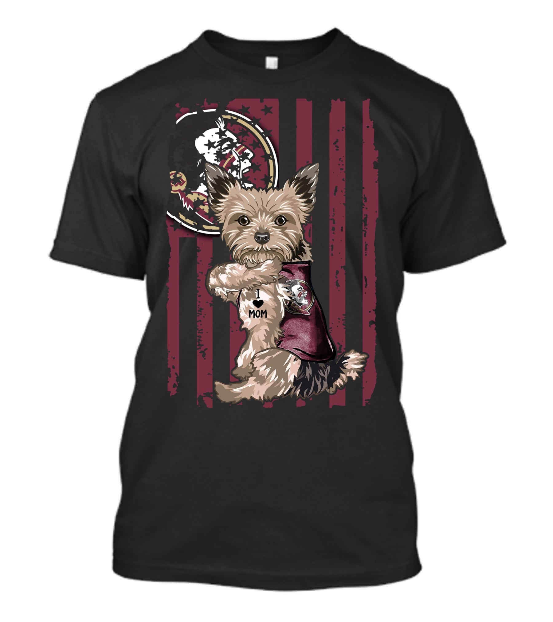 Yorkshire Terrier I Love Mom Florida State Seminoles T-Shirt
