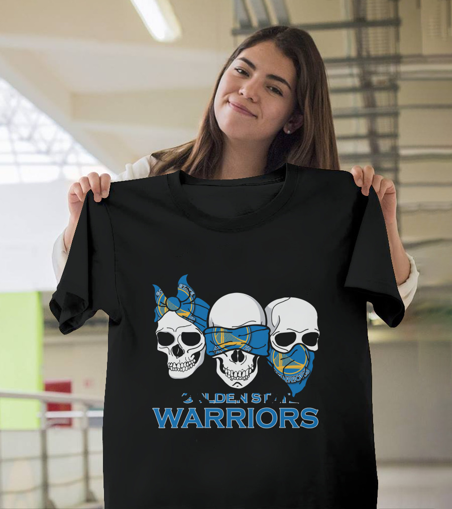 Golden State Warriors Three Skulls Bandana Style T-Shirt