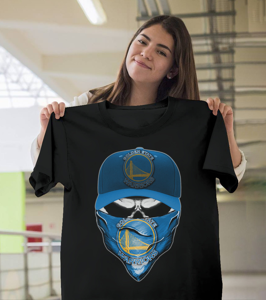 Golden State Warriors Skull V6 Bandana And Cap Combo T-Shirt