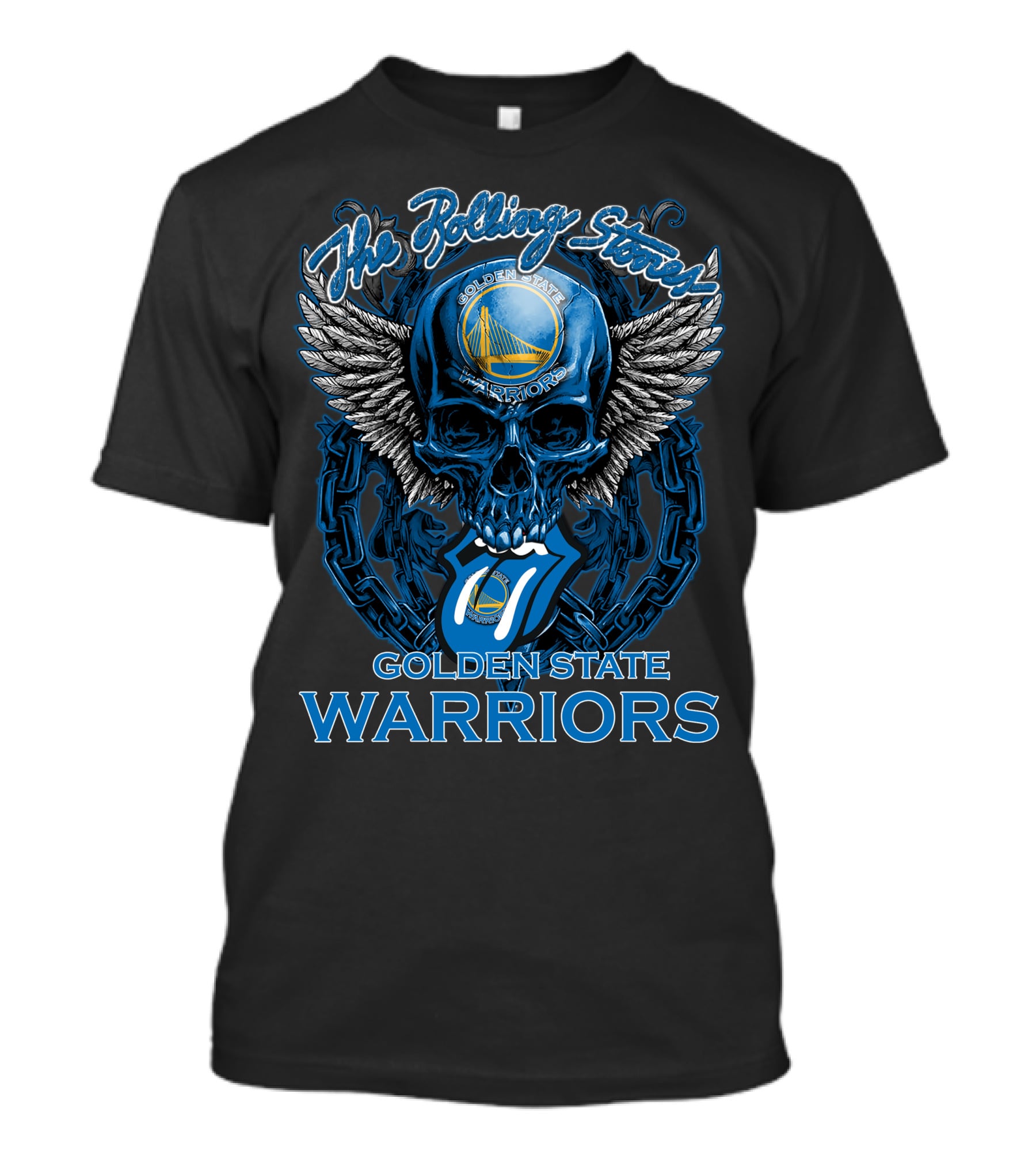 The Rolling Stones Golden State Warriors Skull And Tongue Logo Fusion T-Shirt
