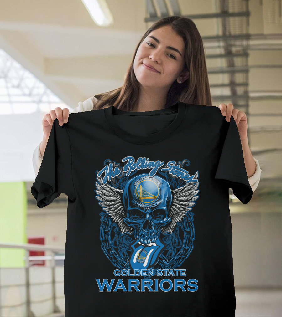 The Rolling Stones Golden State Warriors Skull And Tongue Logo Fusion T-Shirt