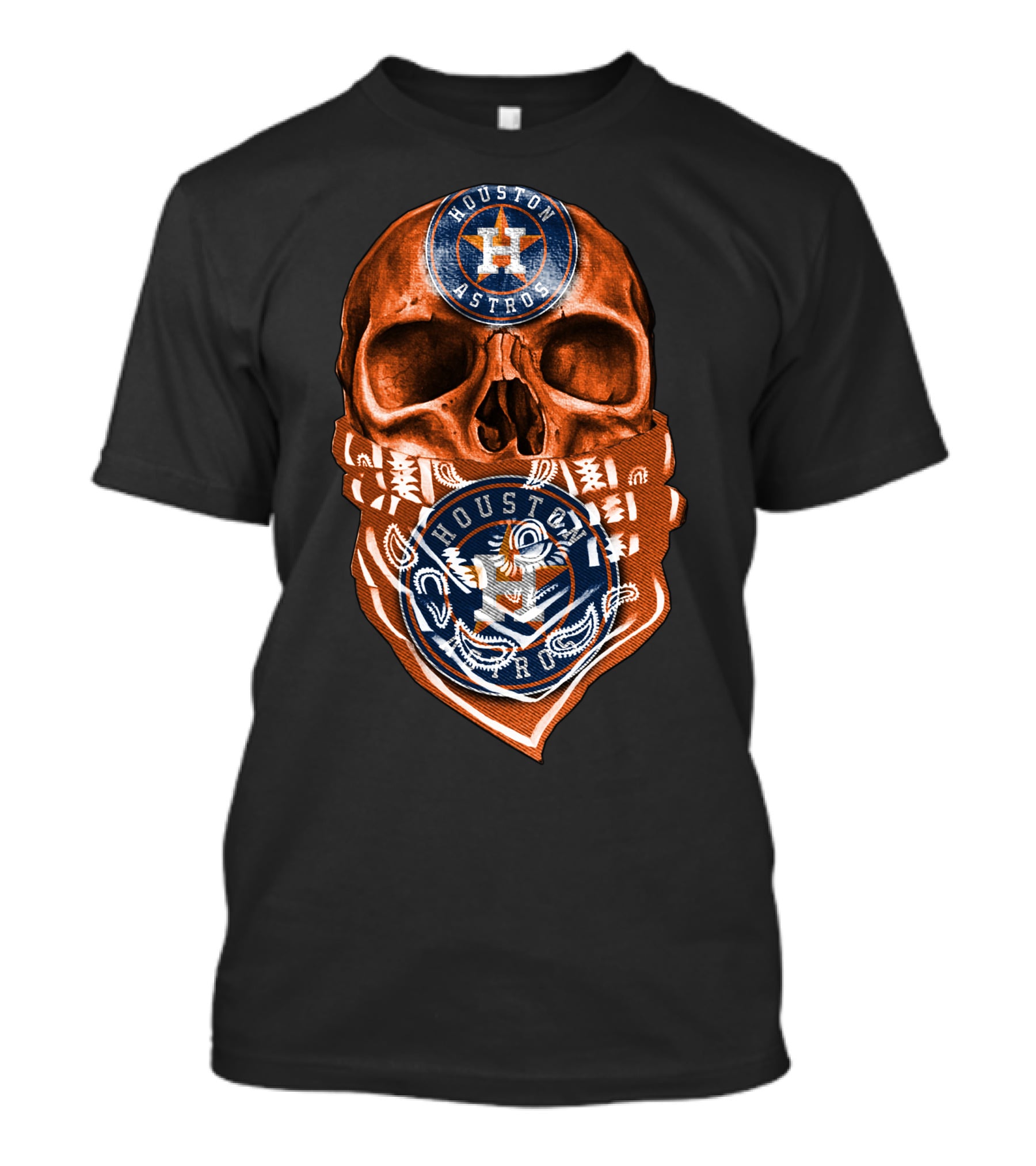 Houston Astros Skull Bandana Emblem T-Shirt