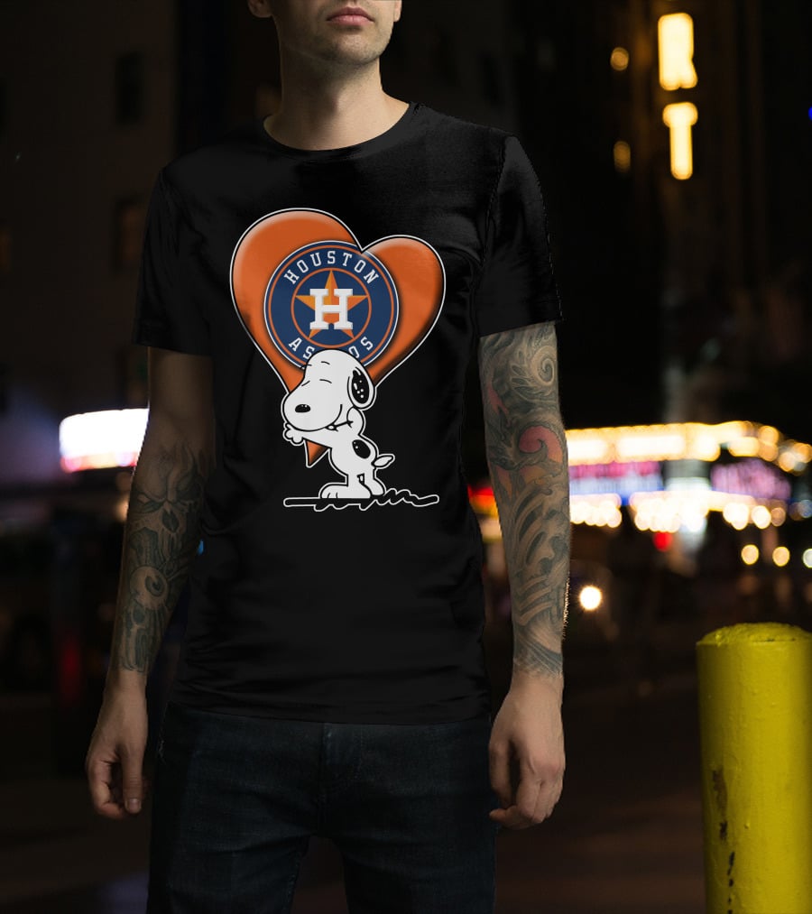 Snoopy Hugging Houston Astros Heart T-Shirt