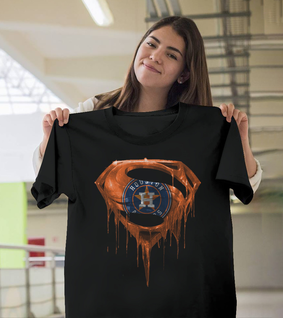 Houston Astros Superman Logo Dripping T-Shirt