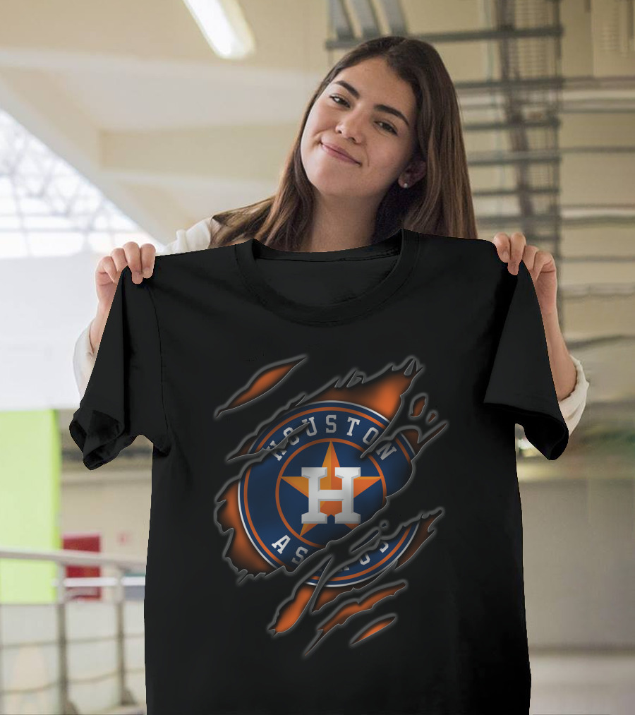 Torn Houston Astros Logo With Claw Marks T-Shirt