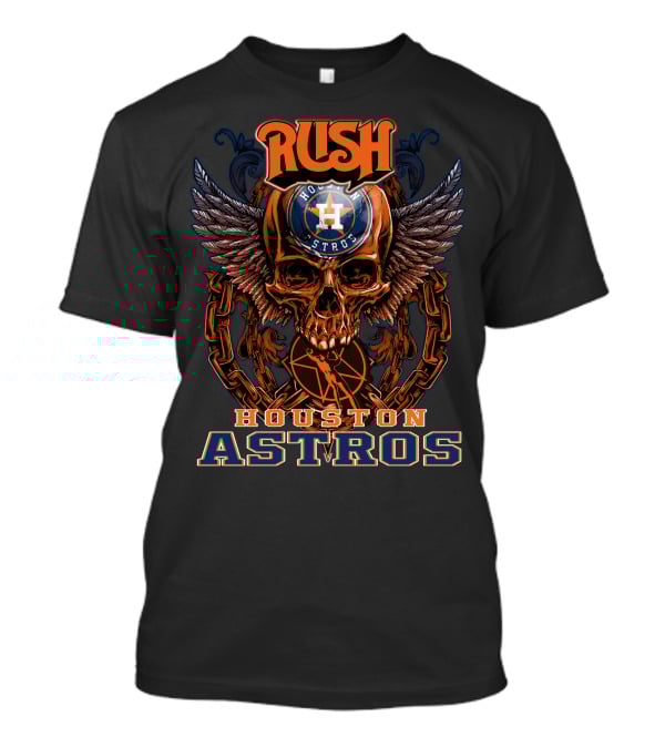 Rush Houston Astros Skull Wing Chain Baseball T-Shirt