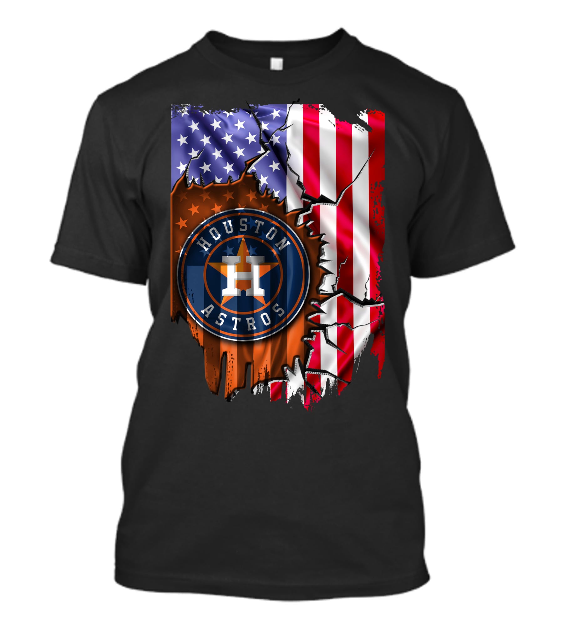 Houston Astros American Flag Torn T-Shirt