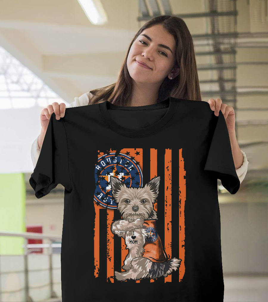 Houston Astros Yorkshire Terrier Fan 'I Love Mom' T-Shirt