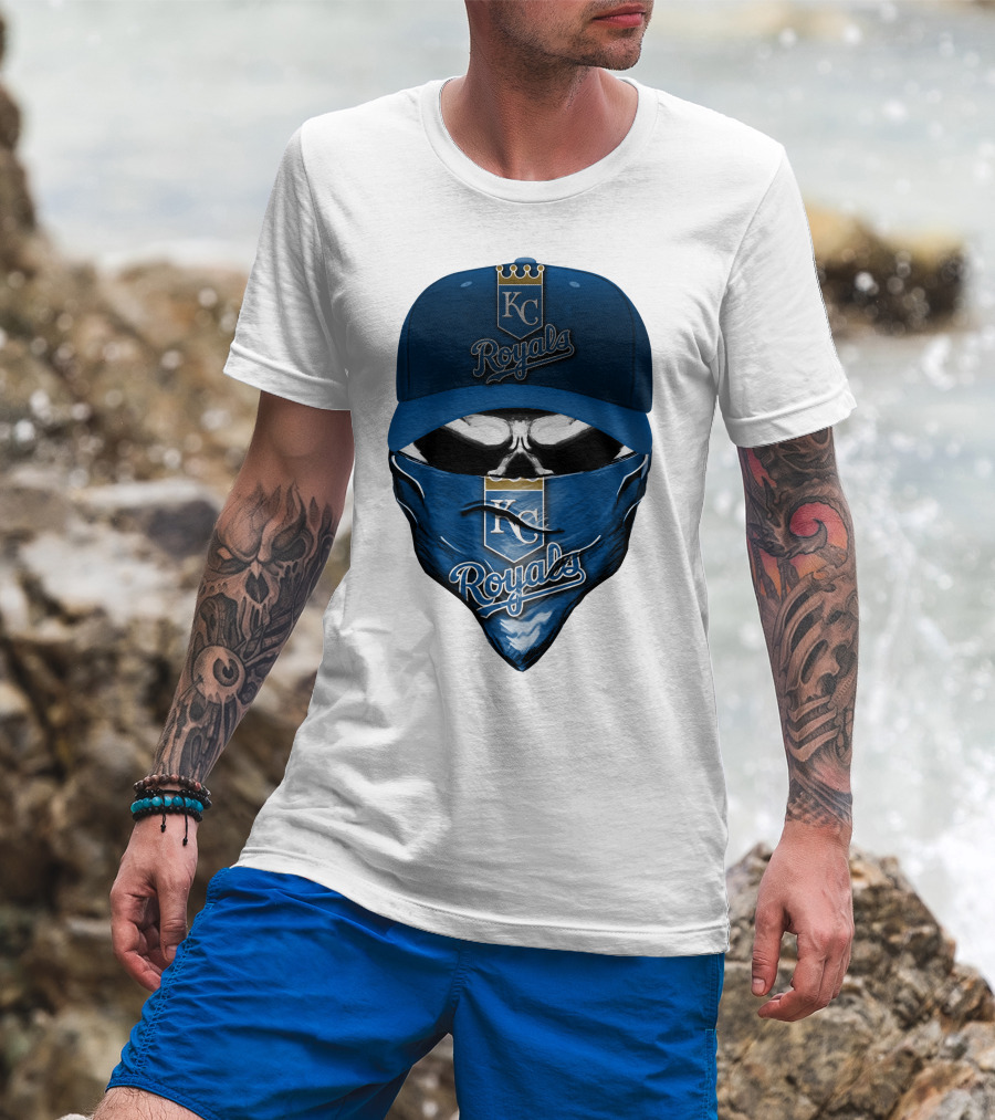 KC Royals Skull Mask Blue Cap T-Shirt