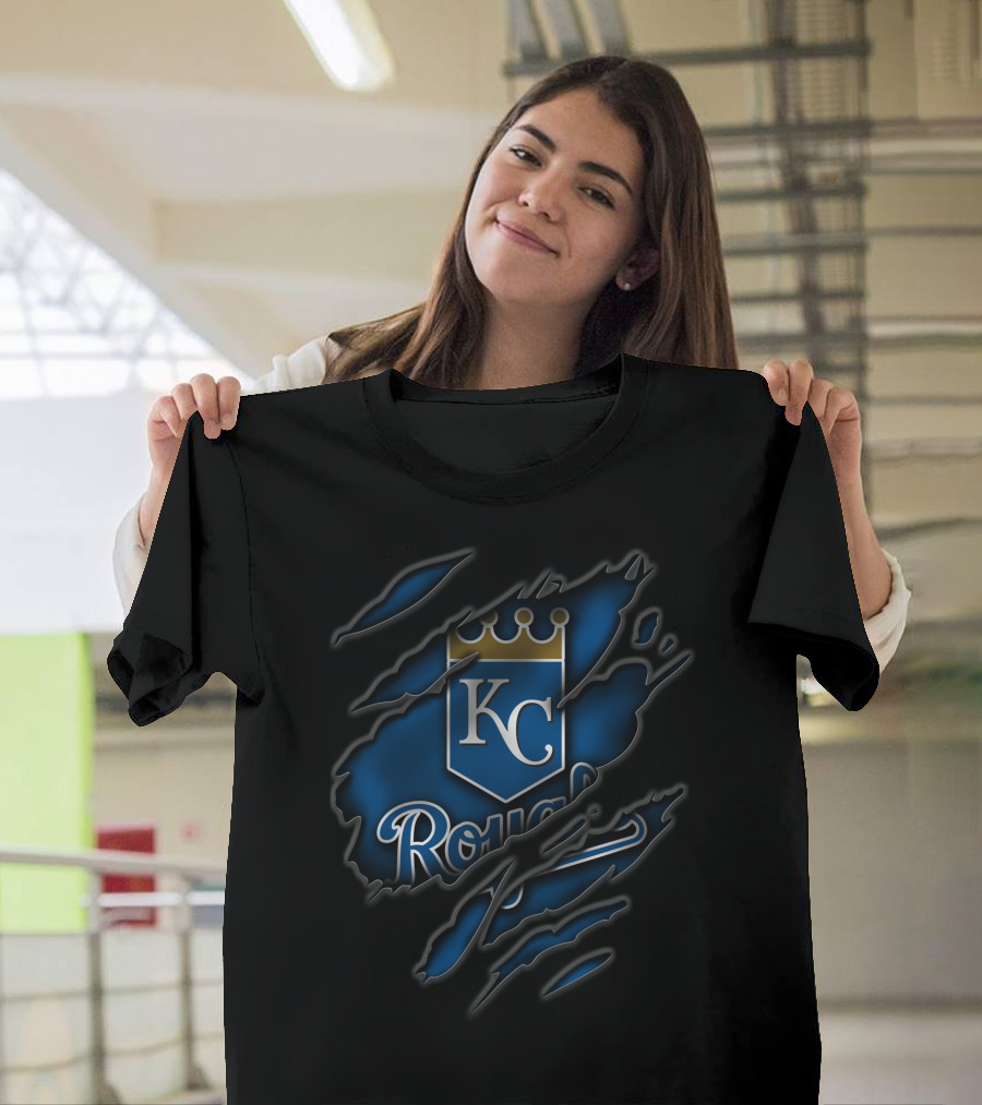 Torn KC Royals Blue Claw Marks T-Shirt