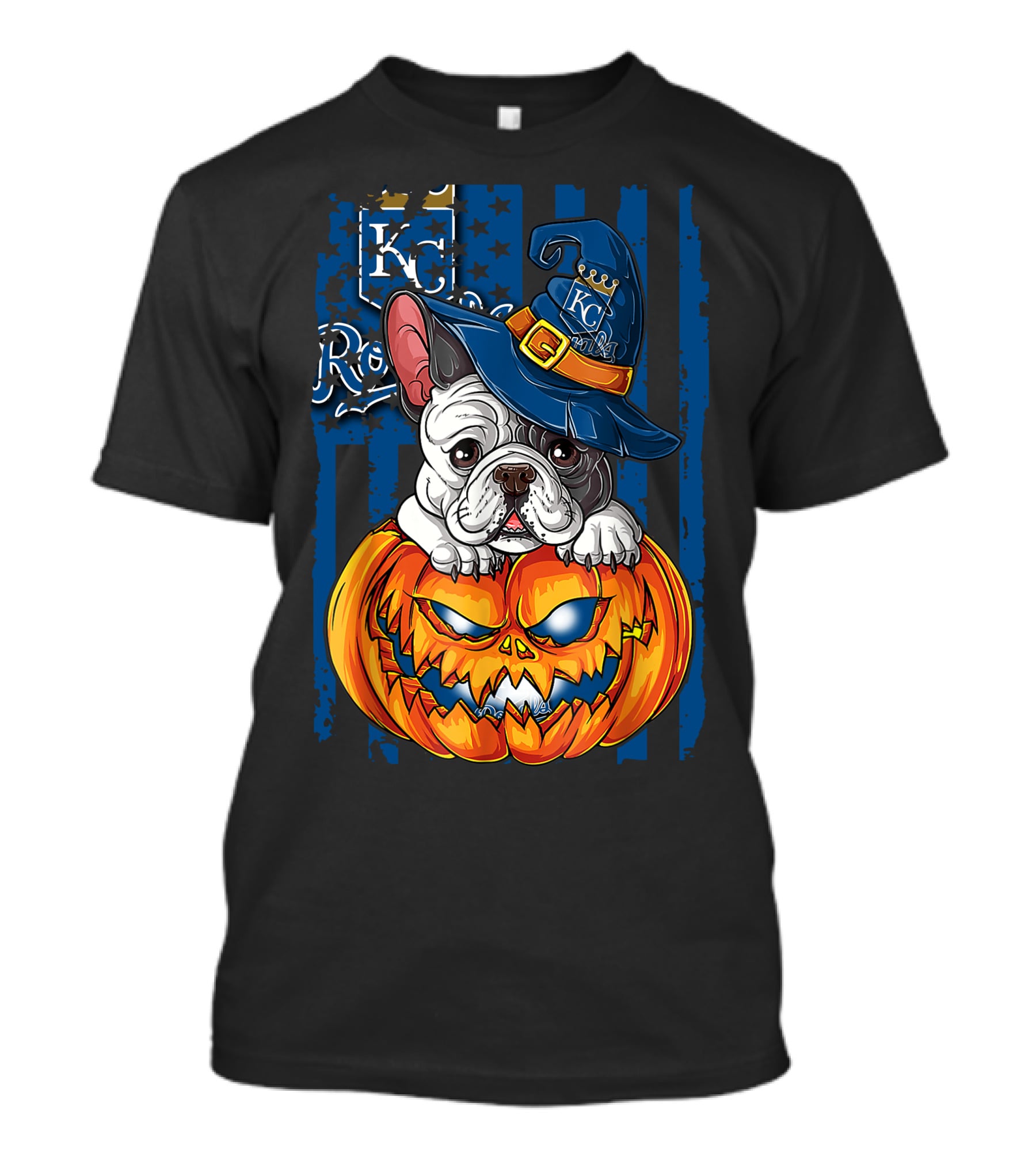 Hlw Bulldog KC Royals Halloween Pumpkin T-Shirt
