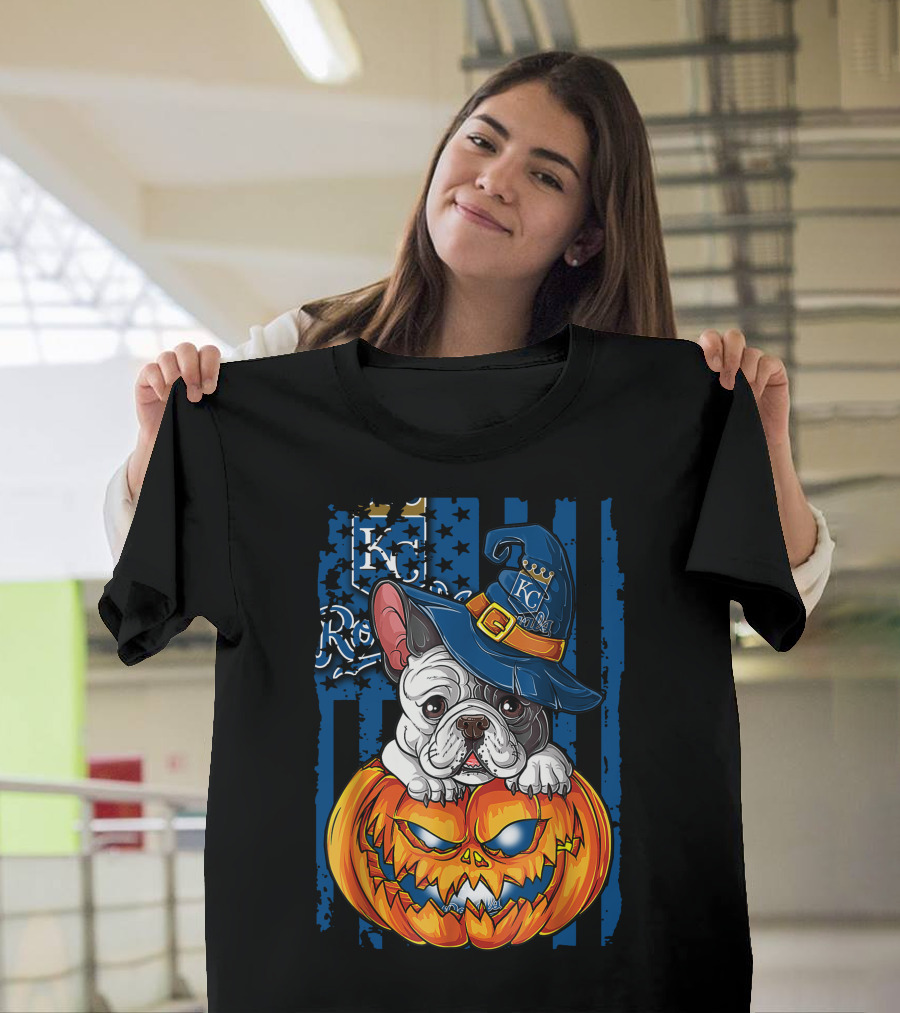 Hlw Bulldog KC Royals Halloween Pumpkin T-Shirt