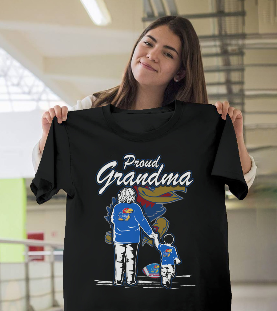 Proud Grandma of Kansas Jayhawks Fan with Logo T-Shirt