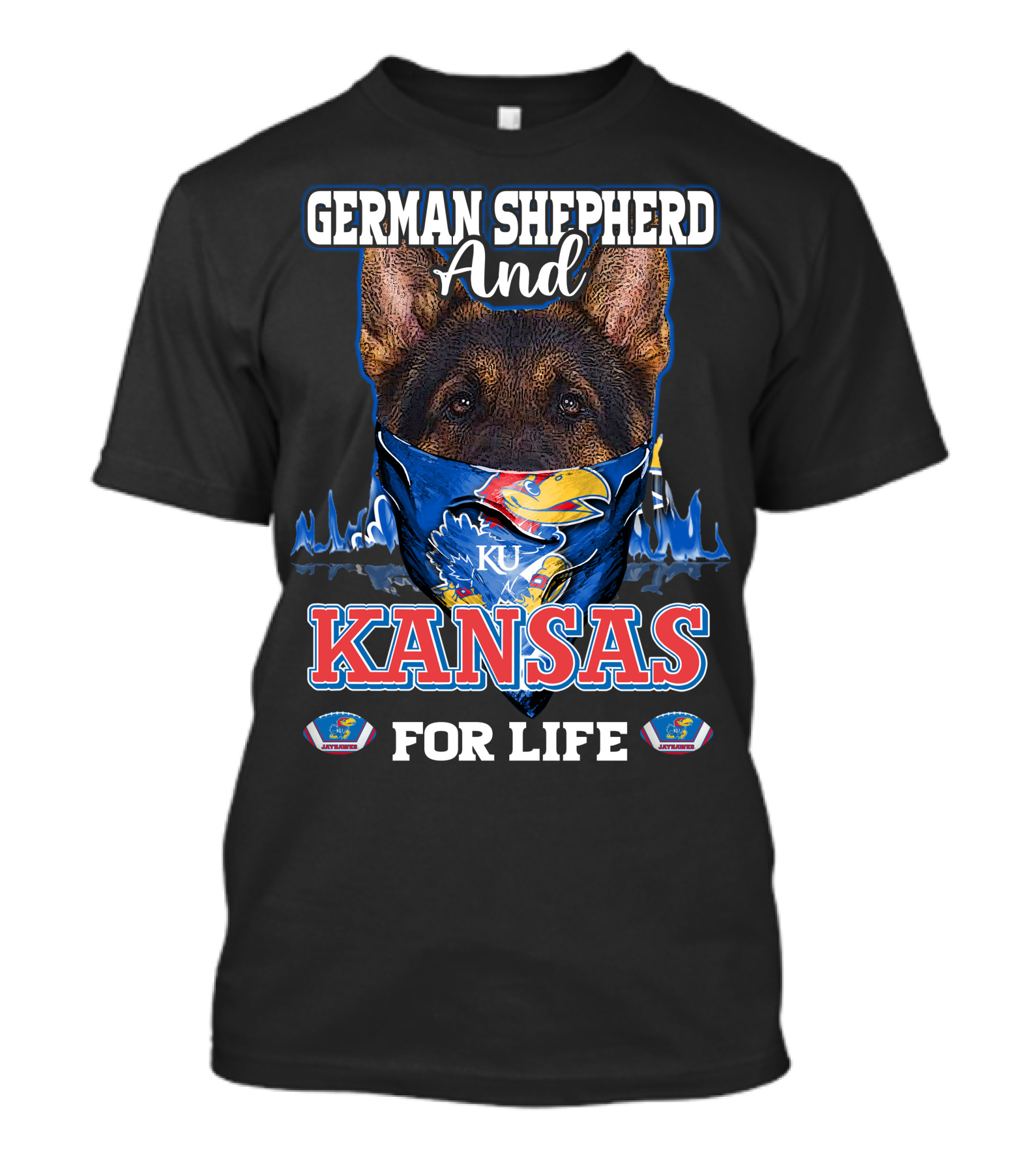 German Shepherd And KU Kansas For Life T-Shirt