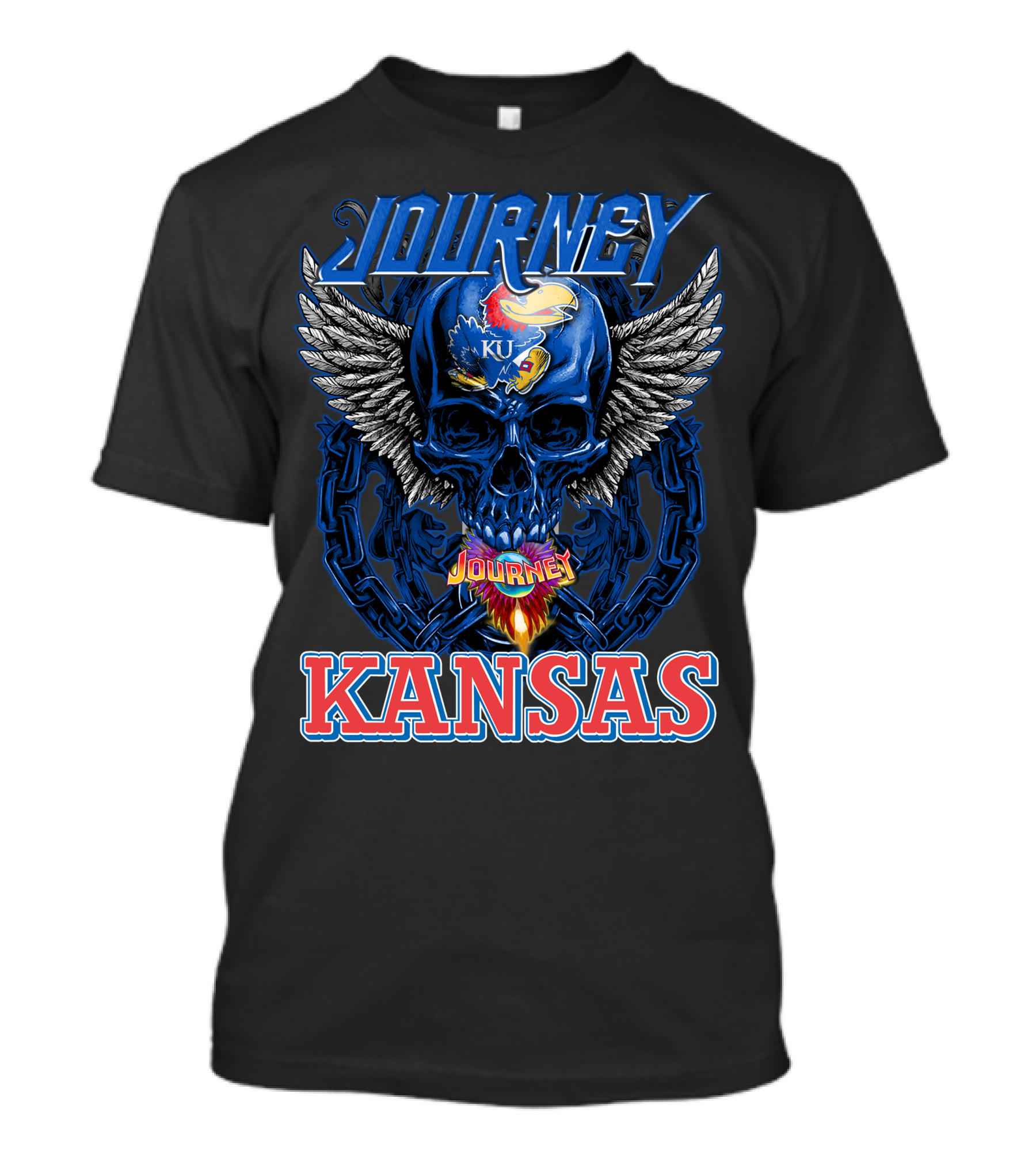 Journey Kansas Jayhawks KU Skull Wings T-Shirt