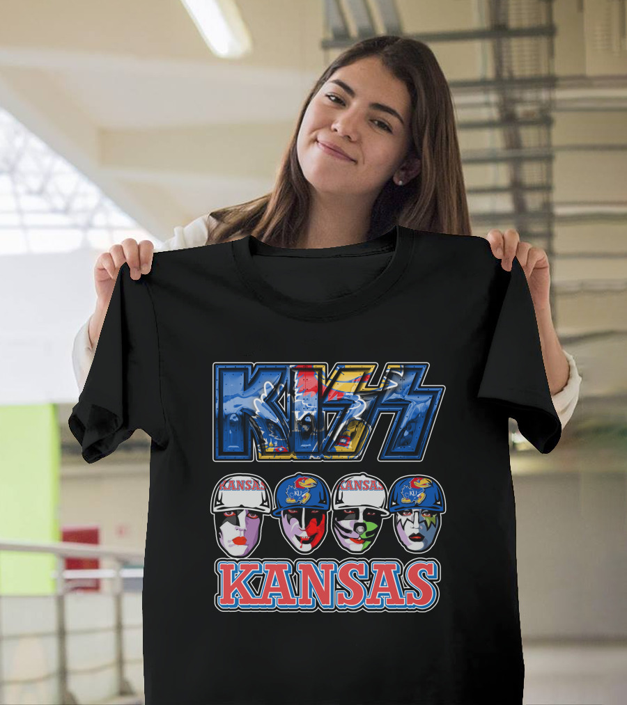 Kiss Kansas Jayhawks Face Paint Rock Band Fusion T-Shirt