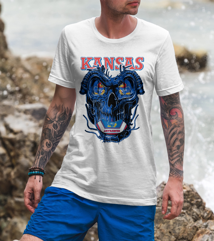 Kansas Jayhawks Dragonskull KU Football T-Shirt