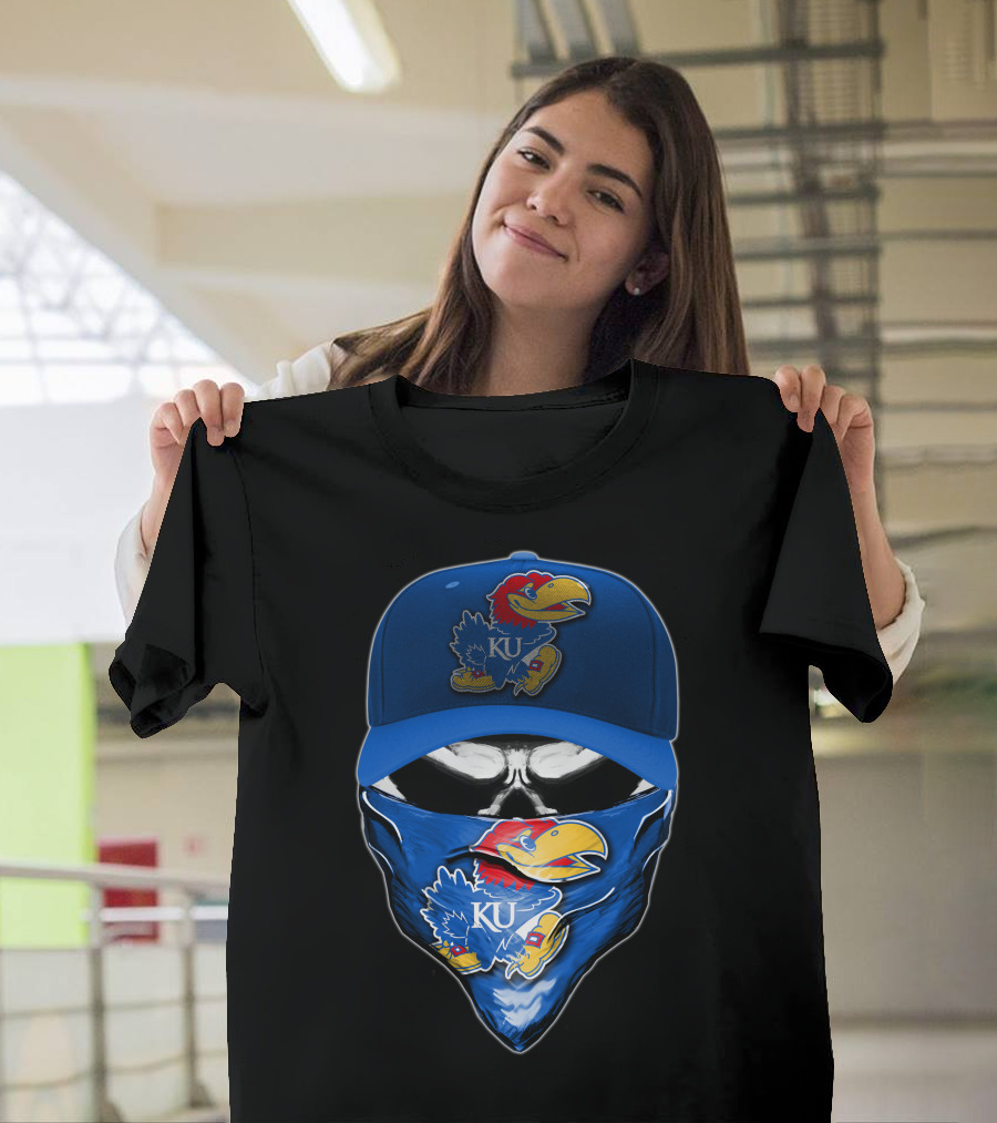 KU Skull Kansas Jayhawks Bandana Hat T-Shirt