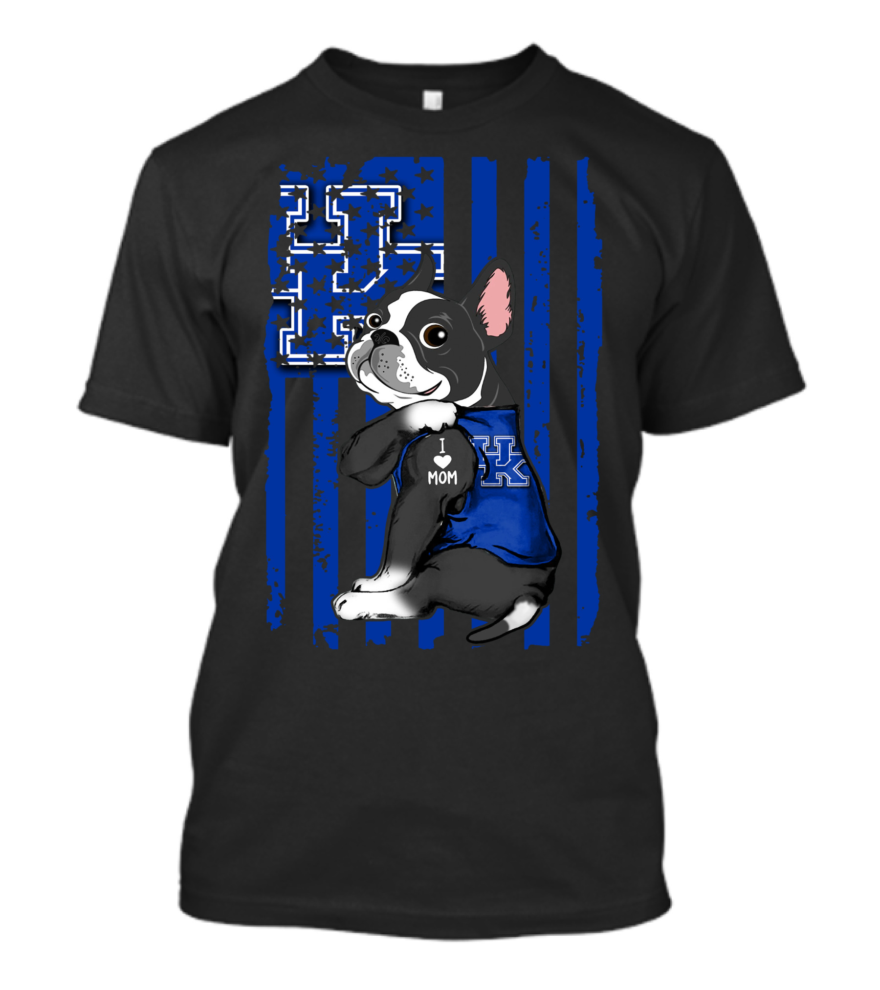 Boston Terrier I Love Mom Kentucky Wildcats Fan T-Shirt