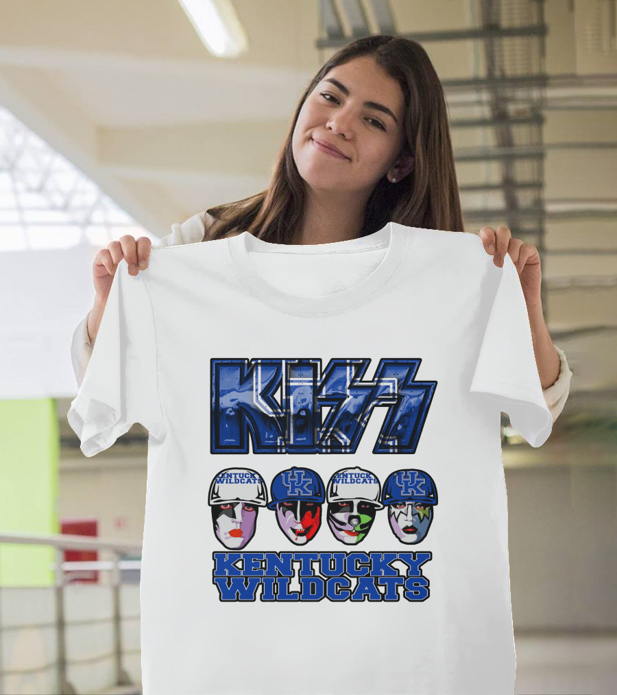 Kiss Kentucky Wildcats Blue Rock And Roll Band Fans T-Shirt