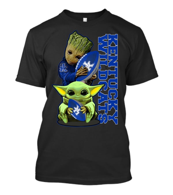 Baby Alien And Tree Character Holding Kentucky Wildcats Football T-Shirt
