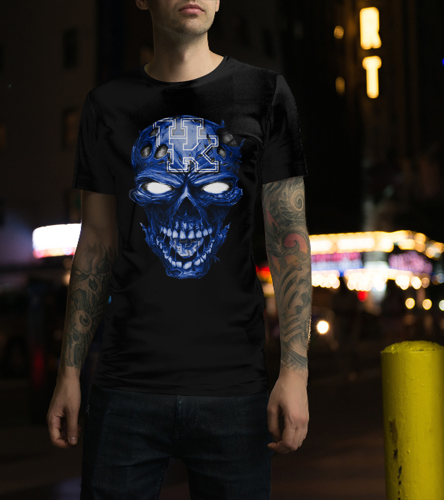 Kentucky Wildcats Skull Blue UK T-Shirt