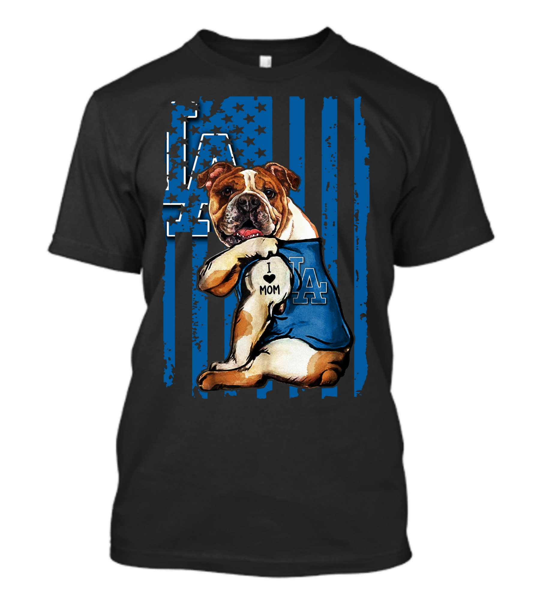 Bulldog LA I Love Mom Los Angeles Dodgers T-Shirt