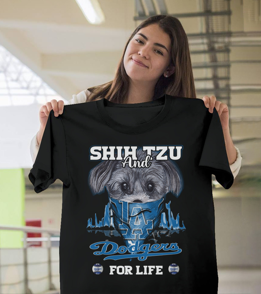 Shih Tzu And Dodgers For Life T-Shirt