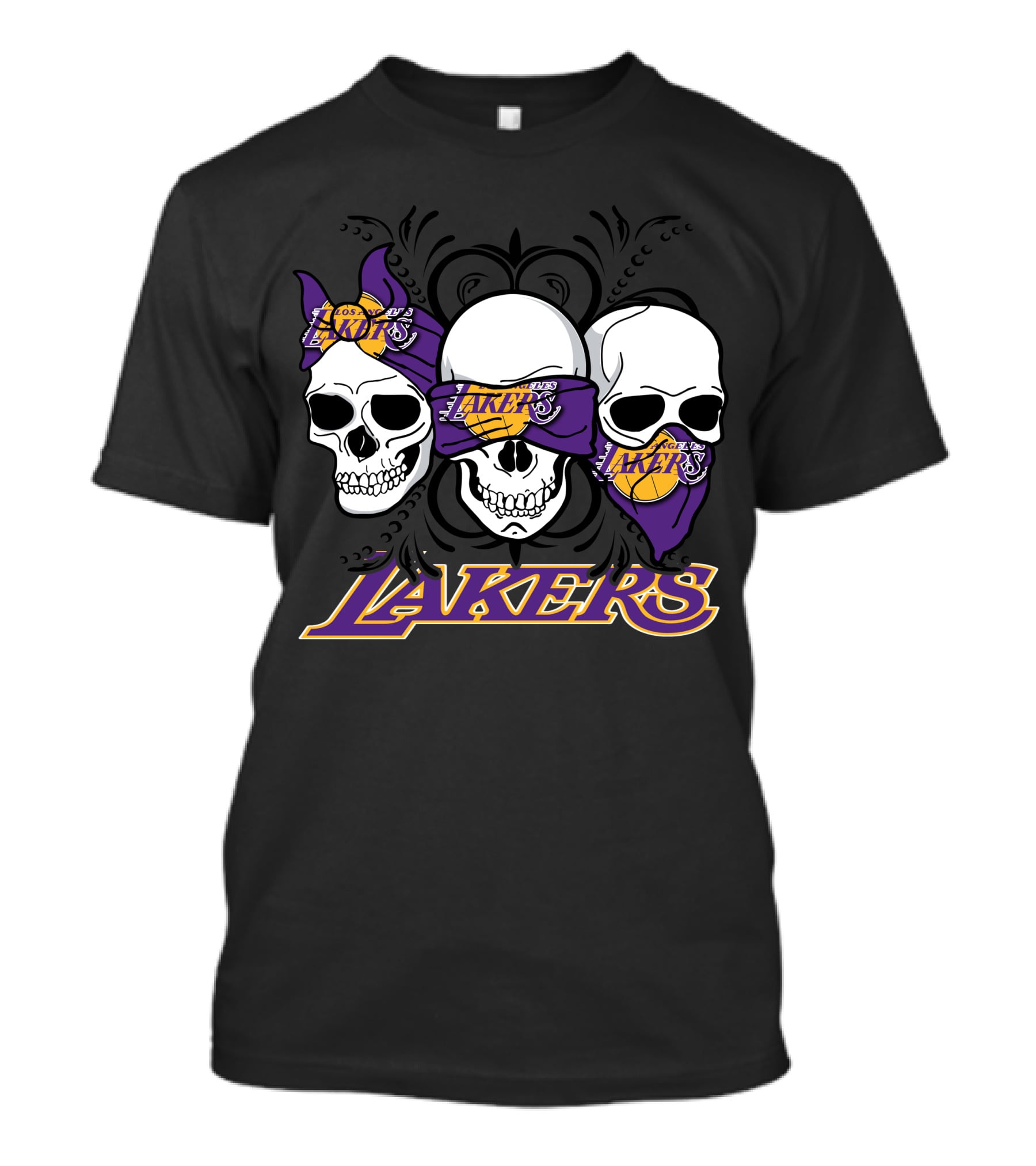 Skulls With Bandanas Los Angeles Lakers T-Shirt
