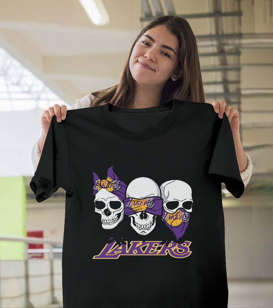 Skulls With Bandanas Los Angeles Lakers T-Shirt