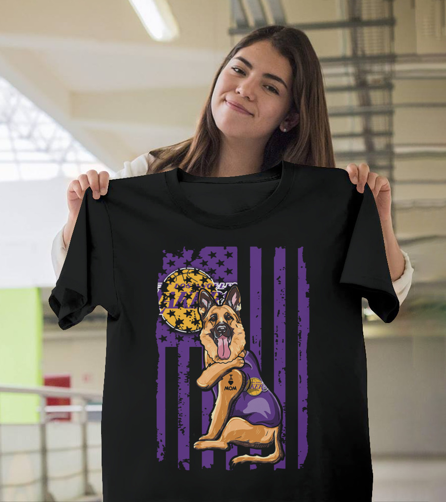German Shepherd Los Angeles Lakers Fan Mom T-Shirt