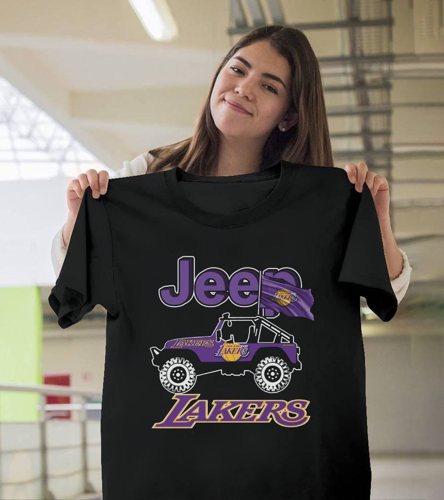 Jeep Los Angeles Lakers Flag Logo Vehicle Wheels T-Shirt
