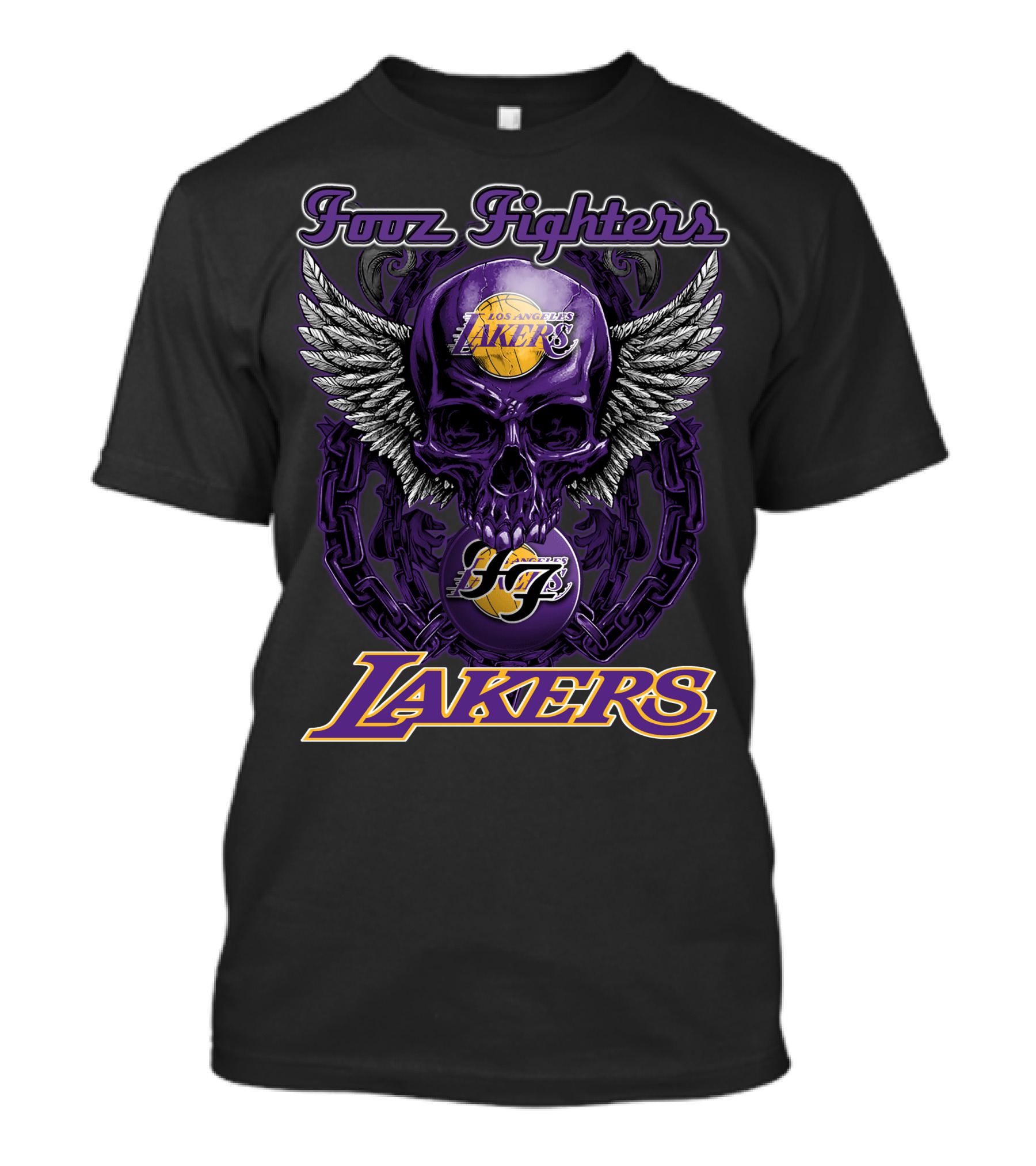 Foo Fighters Los Angeles Lakers Skull Wings T-Shirt