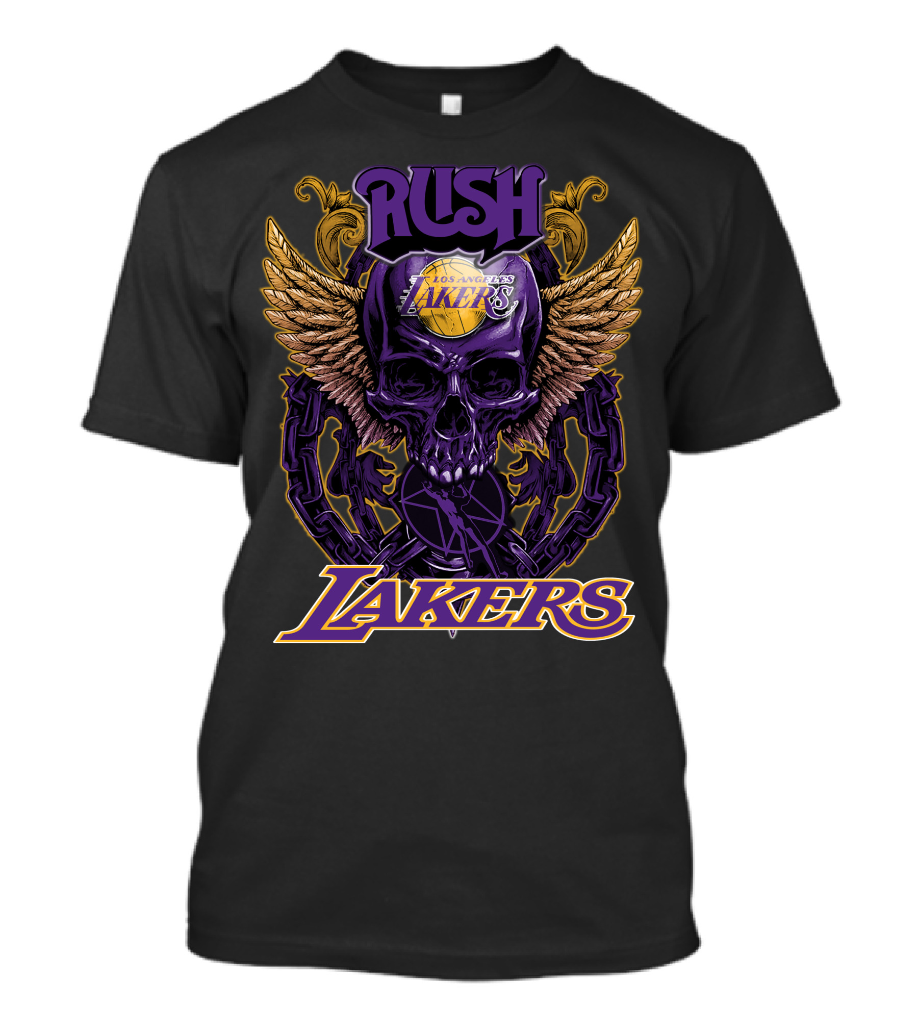 Rush Los Angeles Lakers Skull Wings T-Shirt