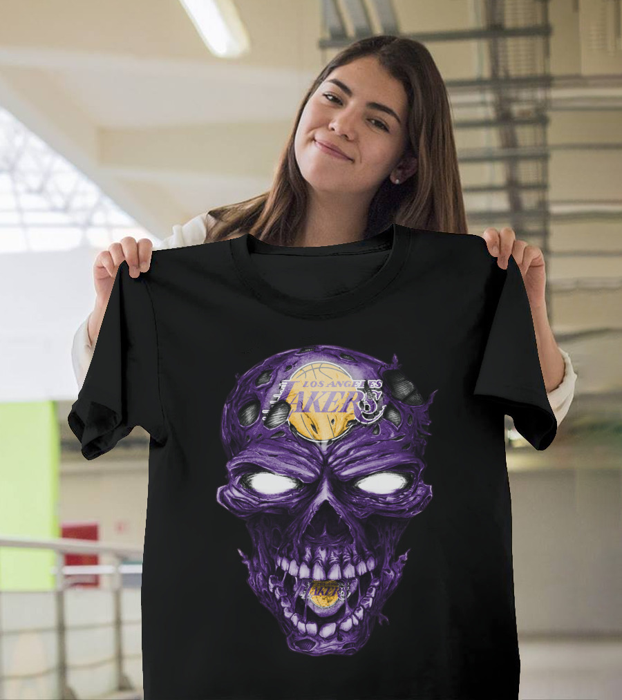 Skull Los Angeles Lakers Purple Basketball T-Shirt