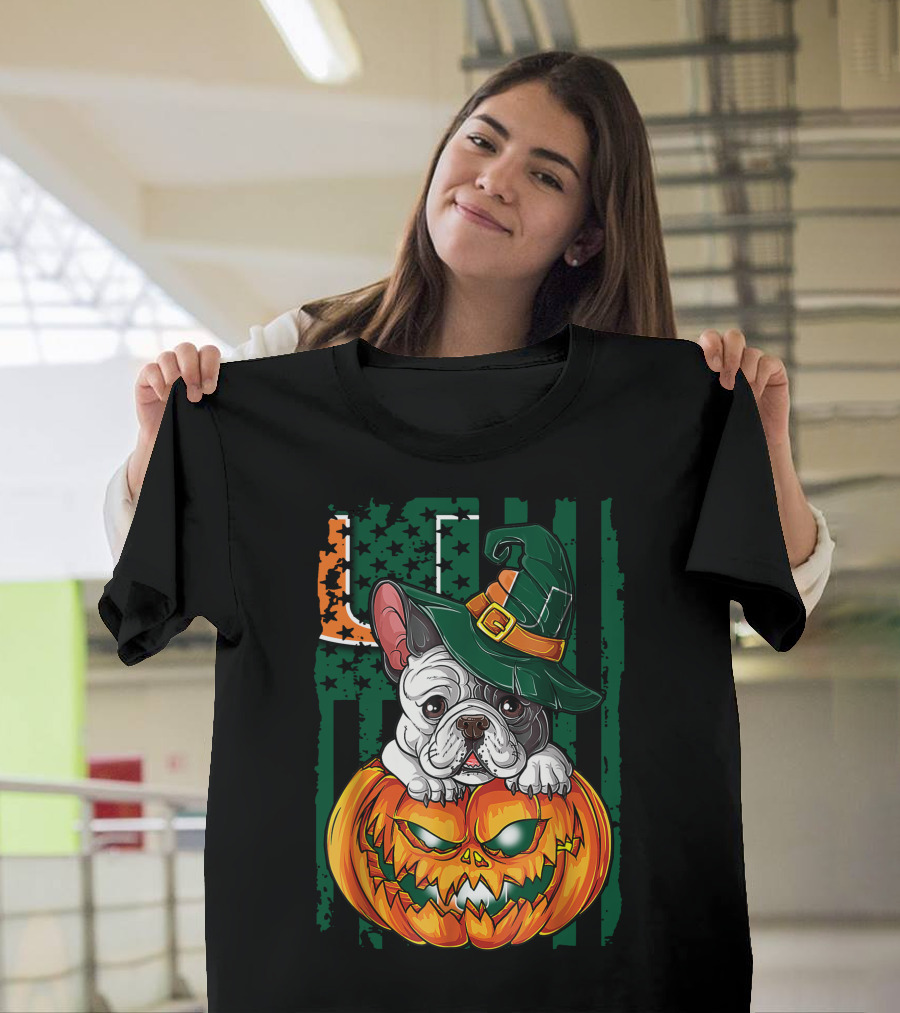 Hlw Bulldog Halloween Miami Hurricanes Pumpkin Hat T-Shirt