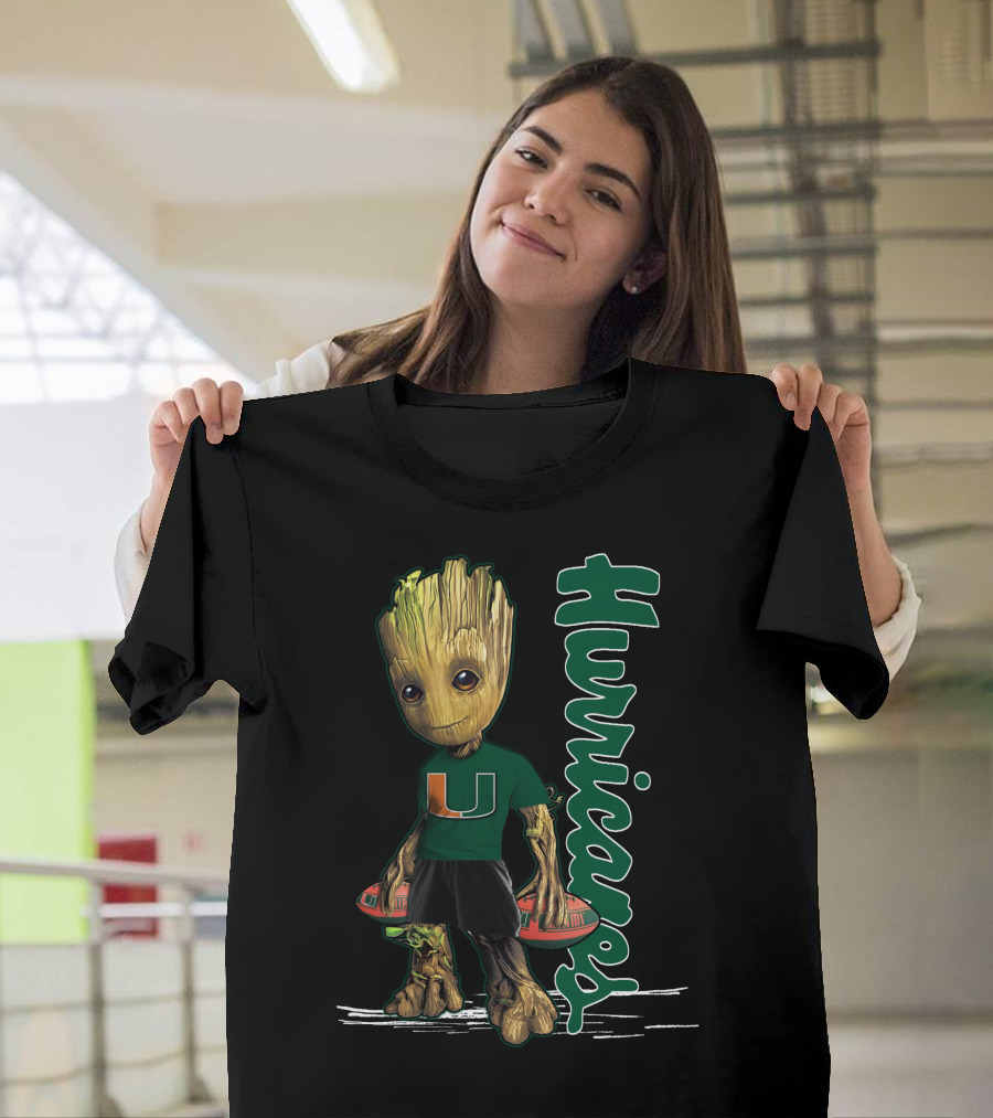 Groot Holding Football Miami Hurricanes U T-Shirt