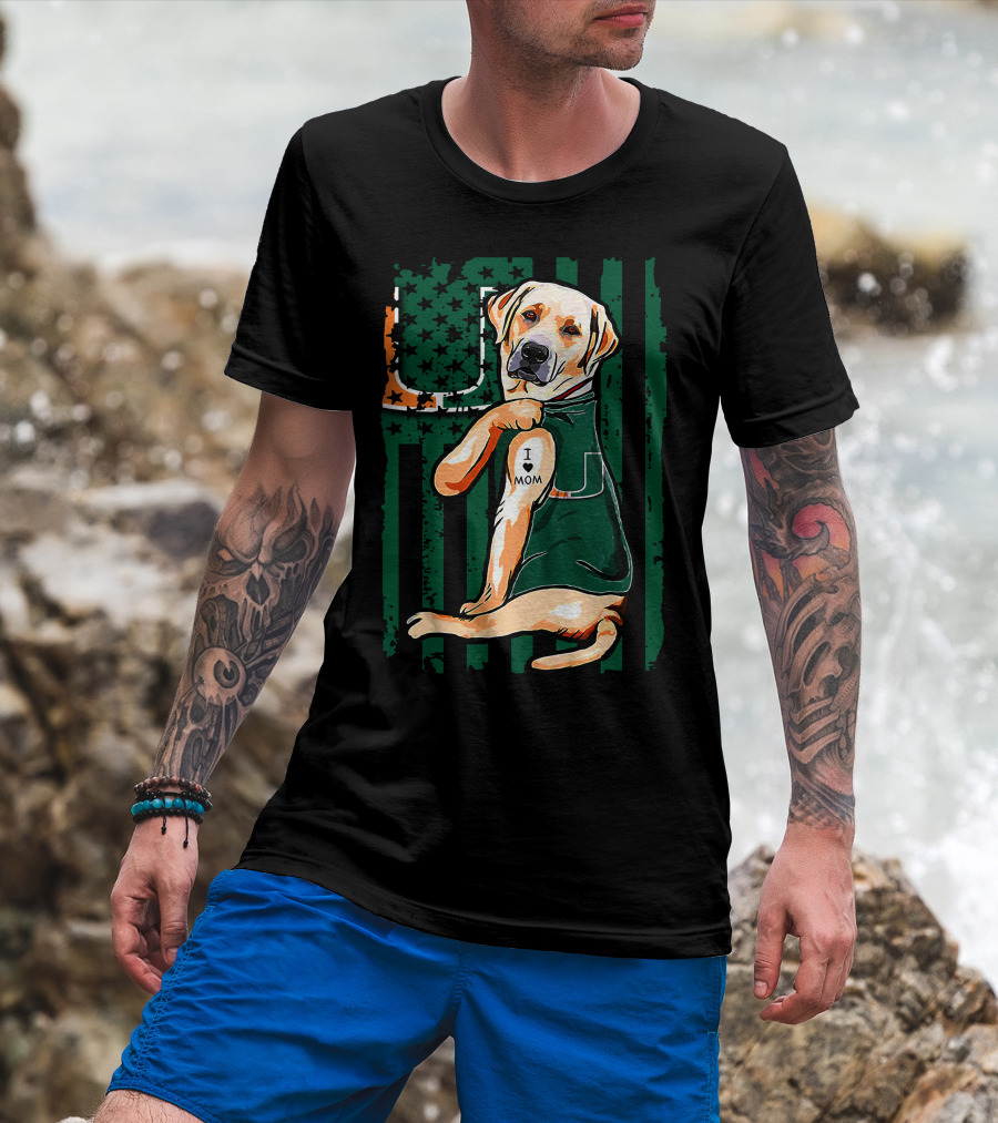 Labrador Retriever I Love Mom Miami Hurricanes T-Shirt