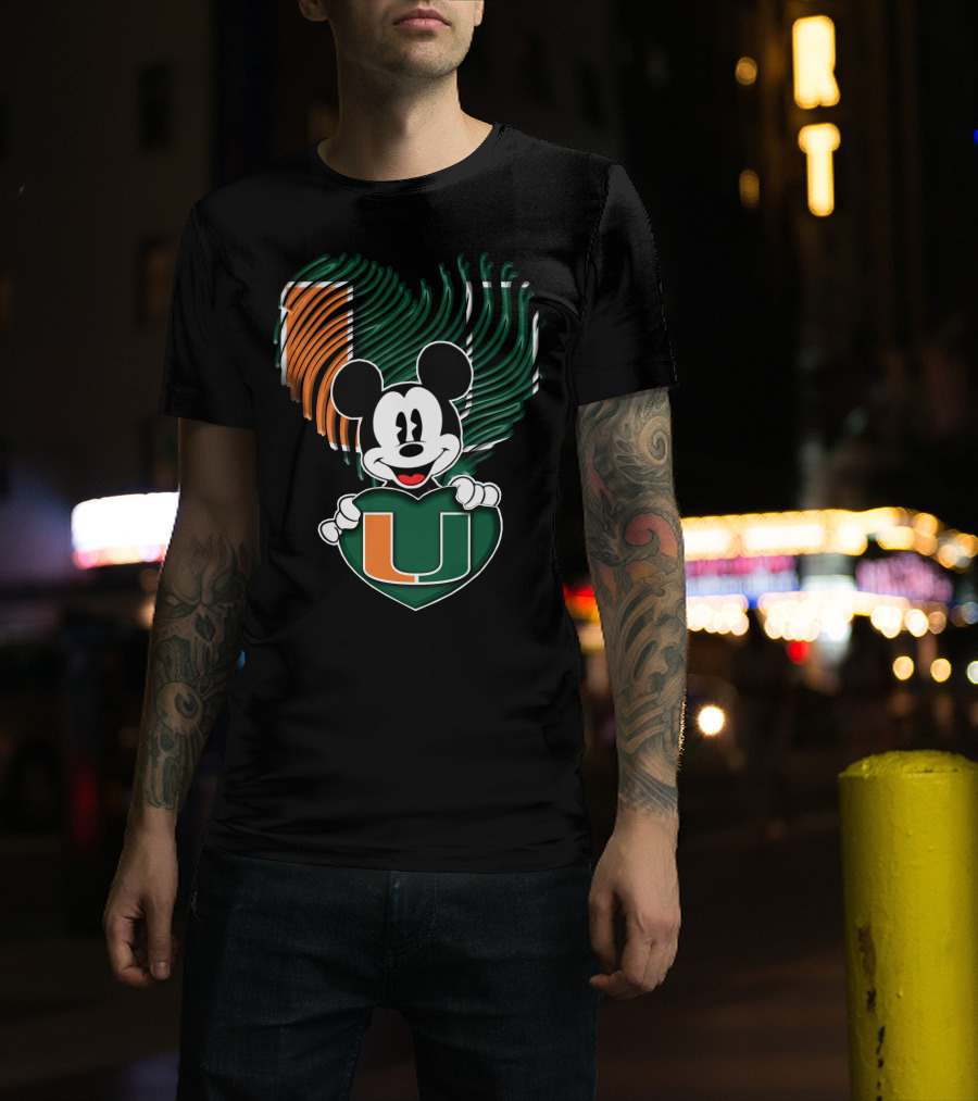 Mickey Mouse Miami Hurricanes Heart U T-Shirt